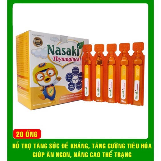 Tăng Sức Đề Kháng, Tăng Cường Tiêu Hóa Cho Bé Nasaki Thymoglucal Hộp 4 Vỉ X 5 Ống