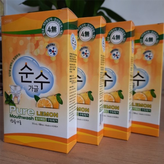 Nước súc miệng Pure Lemon dạng gói cao cấp nhập khẩu Hàn Quốc 11 ml/gói x 10 gói/ hộp