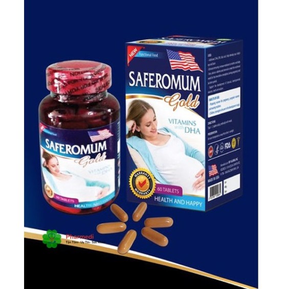 Viên Uống Bổ Sung Vitamin Cho Mẹ Bầu - SAFEROMUM GOLD  Vitamin With DHA.