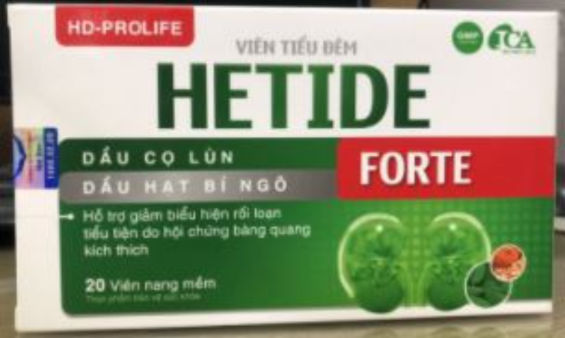 Viên tiểu đêm Hetide Forte - Hỗ Trợ Hội Chứng Bàng Quang Kích Thích Hộp 20 Viên