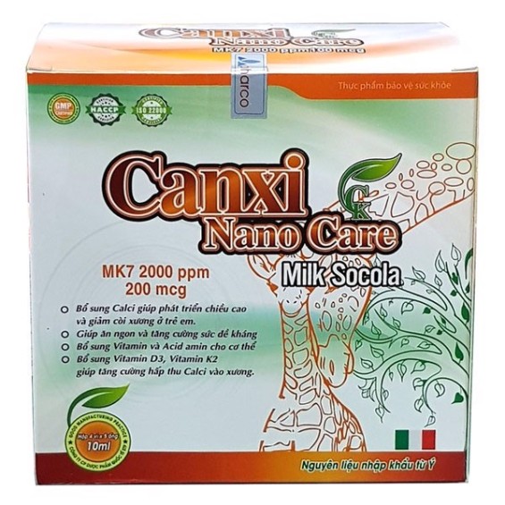 Bổ Sung Canxi Nano Care Milk Banana - Hộp 20 Ống