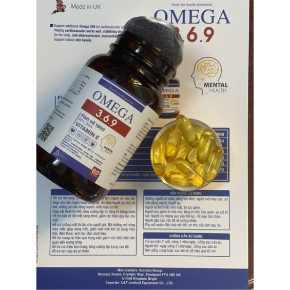 Viên Uống Dầu Cá Omega 3.6.9 Fish Oil 1000 Hộp 60 Viên - UK