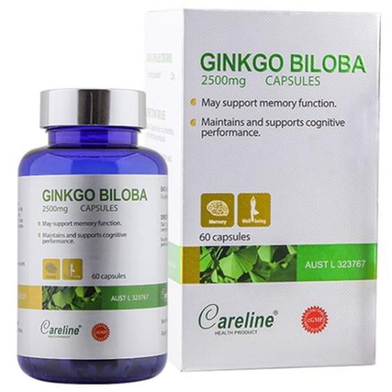 Ginkgo Biloba 2500mg Careline Chính Hãng Giúp Cải Thiện Trí Não Lọ 60 Viên