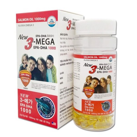 Viên Dầu Cá Alaska Omega 3 New 3-Mega EPA-DHA 1000 100 Viên