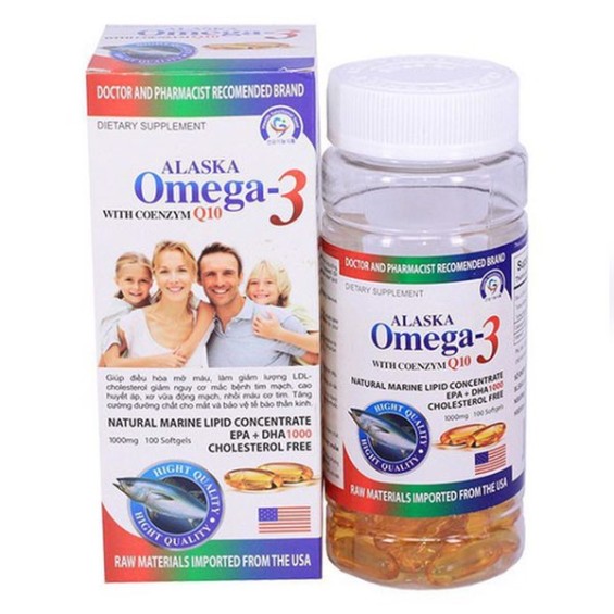 Viên Dầu Cá Alaska Omega 3 With Coenzym Q10 100 Viên