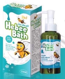 Sữa Tắm Gội Hebee Bath - Giúp Kháng Khuẩn Bảo Vệ Làn Da Của Trẻ-  Hộp 1 Chai 150ml