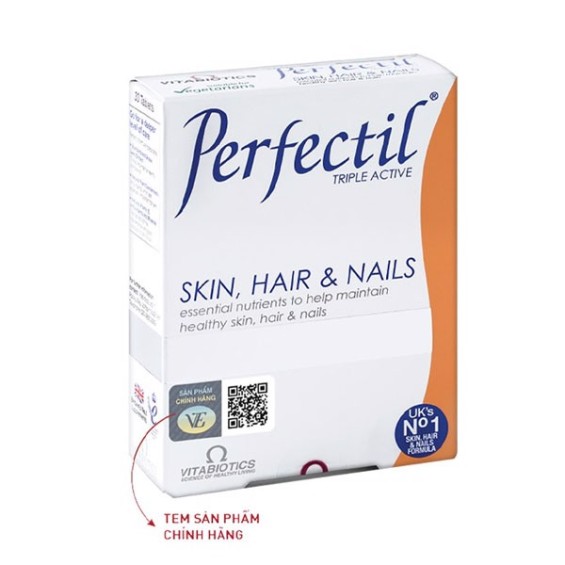 Viên Uống Hỗ Trợ Làm Đẹp Da, Tóc, Móng Từ Sâu Bên Trong Perfectil Vitabiotics - Hộp 30 Viên