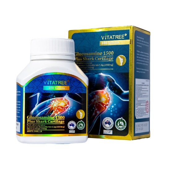 Viên Uống Sụn Vi Cá Mập Hỗ Trợ Xương Khớp, Thoái Hóa Khớp Vitatree Glucosamine 1500 Plus Shark Cartilage