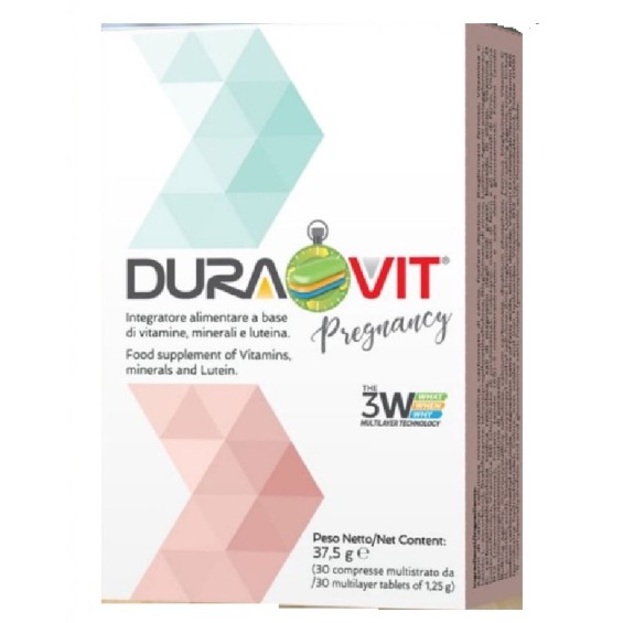 Duraovit Pregnancy - Viên Uống Bổ Sung Sắt, Acid Folic, Các Vitamin Cho Phụ Nữ Thời Kì Mang Thai Hộp 60 Viên Italy