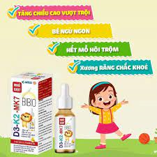 D3-K2-MK7 Bibio Hỗ Trợ Giảm Còi Xương Ở Trẻ Do Thiếu Vitamin - Chai 20 ml