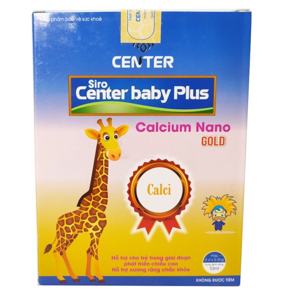 SIRO CENTER BABY PLUS CALCIUM NANO GOLD Hộp 20 Ống Hỗ Trợ Phát Triển Chiều Cao Chống Còi Xương Cho Bé