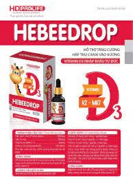 Hỗ Trợ Tăng CườngHấp Thu Canxi Vào Xương Hebeedrop Vitamin D3 + K2 MK7 20ml