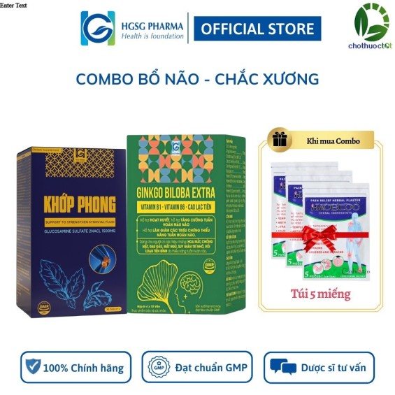 Bộ sản phẩm  Khớp Phong & Ginkgo Biloba Extra HGSG Pharma Hộp 30 viên