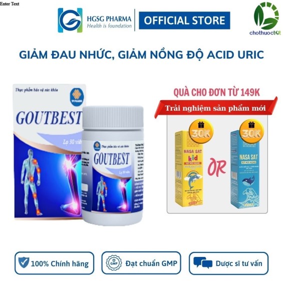 Viên Uống Hỗ Trợ Giảm Acid Uric  Gout Best HGSG Pharma (Lọ 30 viên)