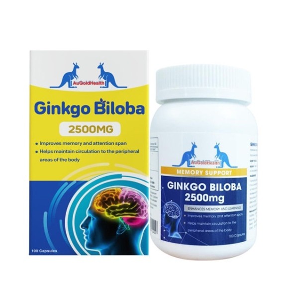 Viên Uống AuGoldHealth Ginkgo Biloba 2500mg Bổ Não Hộp 100 Viên