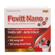 Viên Uống Bổ Máu Fevitt Nano Chữ Đỏ Bổ Sung Sắt, Acid Folic Hộp 30 Viên