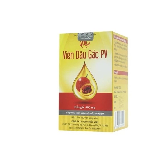 Viên Dầu Gấc PV Phúc Vinh Giúp Làm Sáng Mắt Chai 100 viên